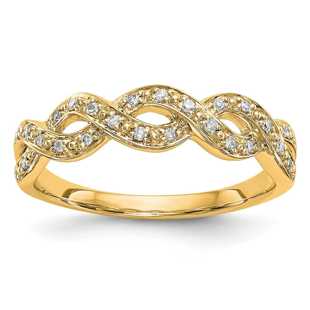 14K Yellow Gold Diamond Band, 0.096 ct, Size 7