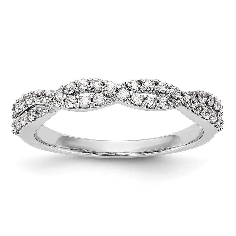 14K White Gold Twist Design 1/3 carat Complete Diamond Band, 0.36 ct, Size 7