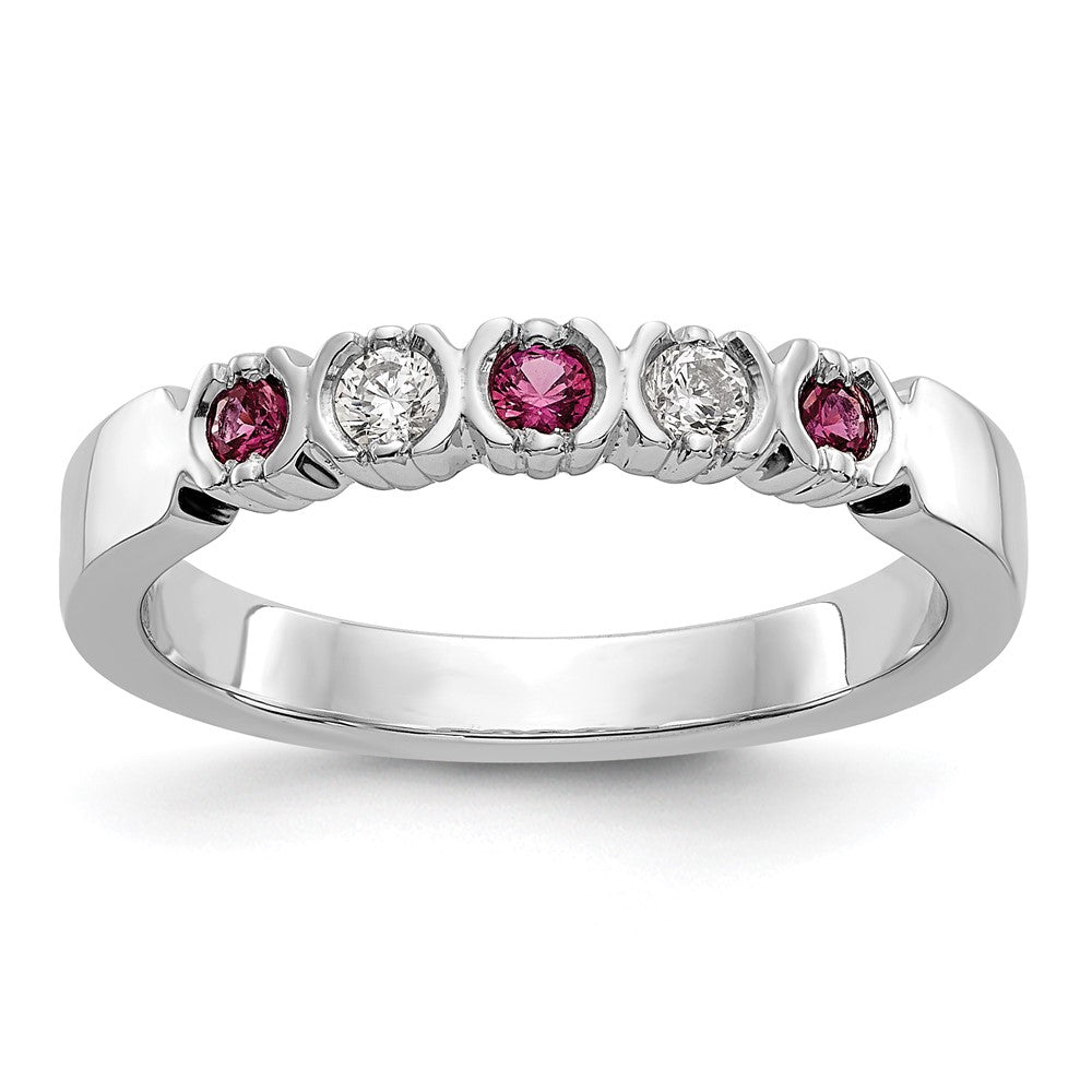 14k White Gold 1/10 carat Diamond and Ruby Complete Band, 0.25 ct, Size 7, 2.83 g - ID5S9X9032R/AA8L7