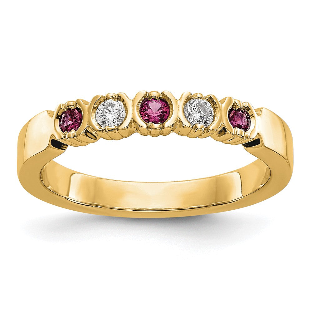 14k Yellow Gold 1/10 carat Diamond and Ruby Complete Band, 0.25 ct, Size 7, 2.83 g - ID5S9RM3395B-RU-010-YAA8L7