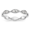 14K White Gold Twist 1/5 carat Diamond Complete Wedding Band, 0.18 ct, Size 7