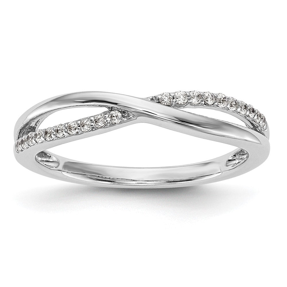 14K White Gold Twist Design 1/10 carat Complete Diamond Band, 0.112 ct, Size 7