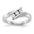 14K White Gold 3-Stone Bypass 1/3 carat Complete Diamond Ring, 0.33 ct, Size 7