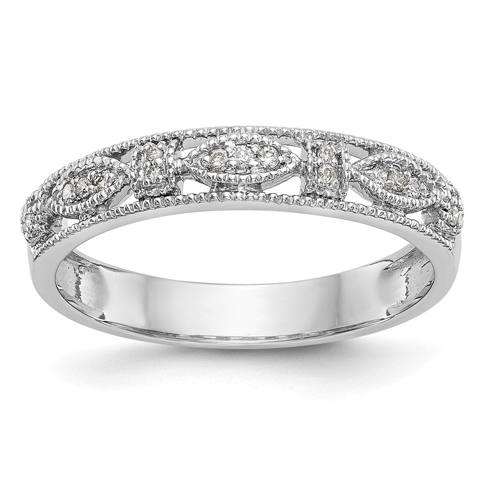 14K White Gold 1/10 carat Diamond Complete Wedding Band, 0.102 ct, Size 7, 2.48 g