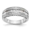 14K White Gold 3/4 carat Baguette/Round Diamond Complete Band, 0.751 ct, Size 7, 4.29 g - ID5S9RM3418B-075-WAA8L7
