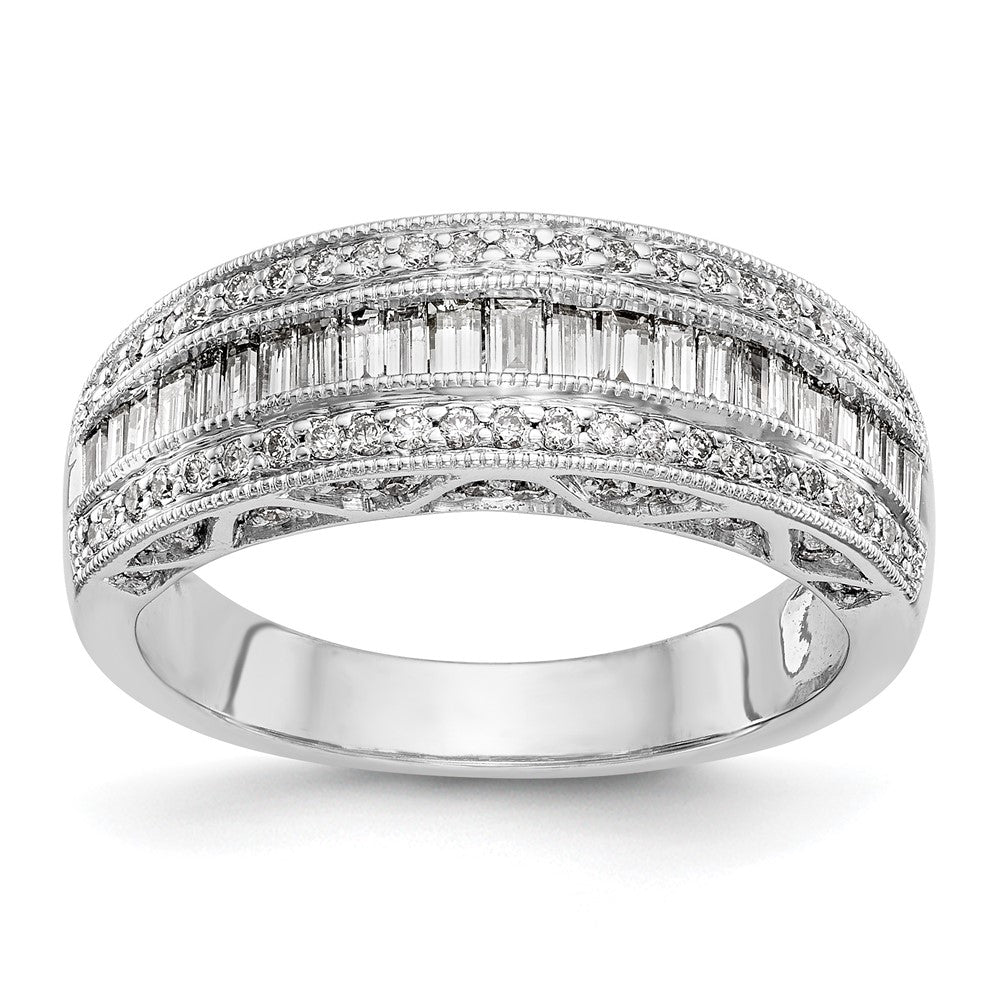 14K White Gold 3/4 carat Baguette/Round Diamond Complete Band, 0.751 ct, Size 7, 4.29 g - ID5S9RM3418B-075-WAA8L7