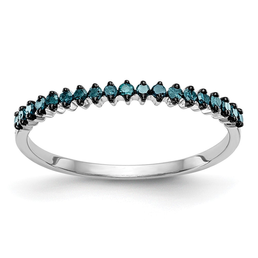 14K White Gold 1/6 carat Blue Diamond Complete Band, 0.152 ct, Size 7, 1.02 g - ID5S9RM3432B-BD-016-WAA8L7