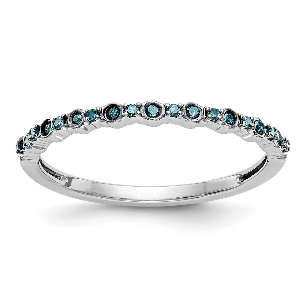 14K White Gold 1/10 carat Blue Diamond Complete Band, 0.096 ct, Size 7, 1.3 g - ID5S9RM3433B-BD-010-WAA8L7
