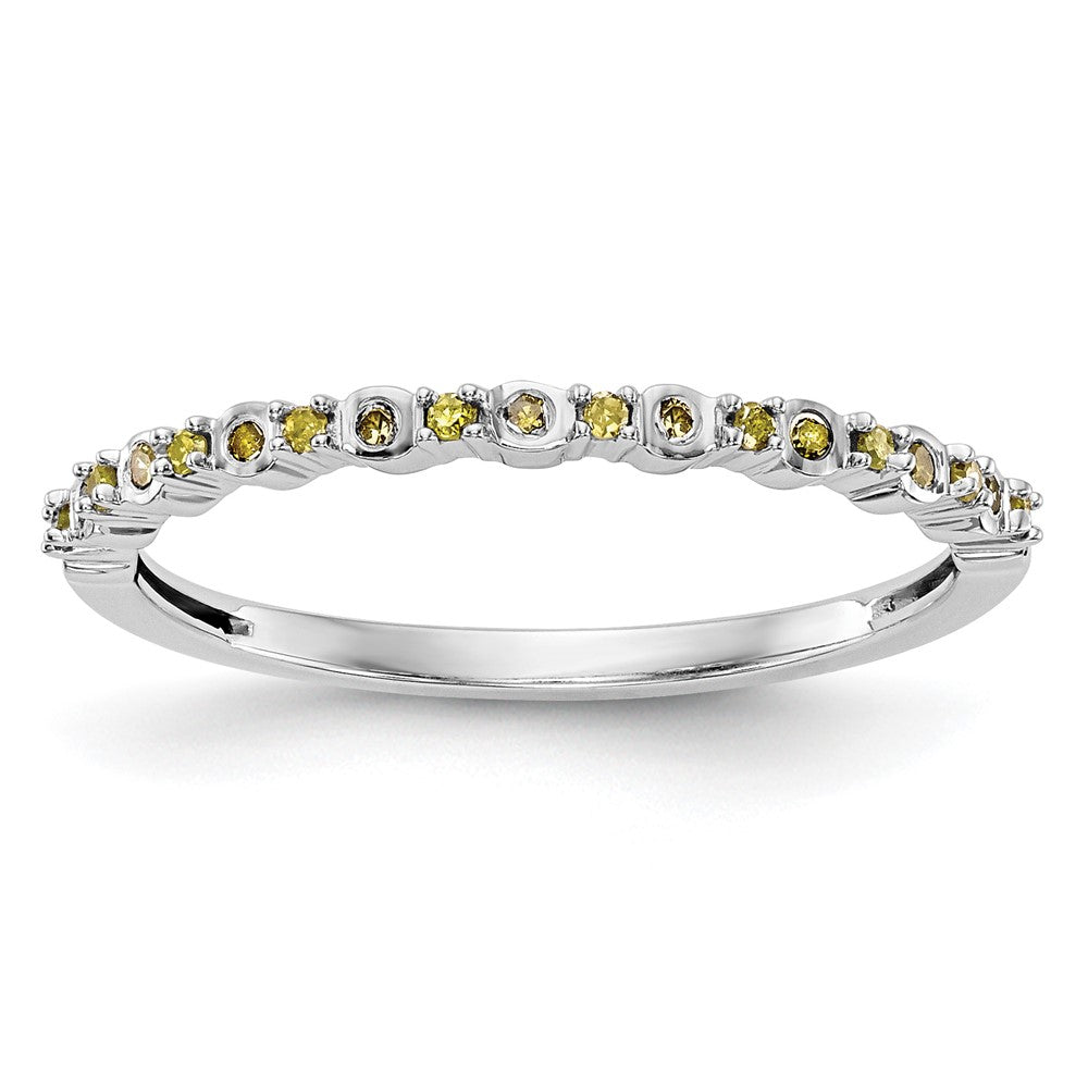 14k White Gold Yellow Diamond Band, 0.096 ct, Size 7, 1.31 g - ID5S9RM3433B-YL-010-WAA8L7