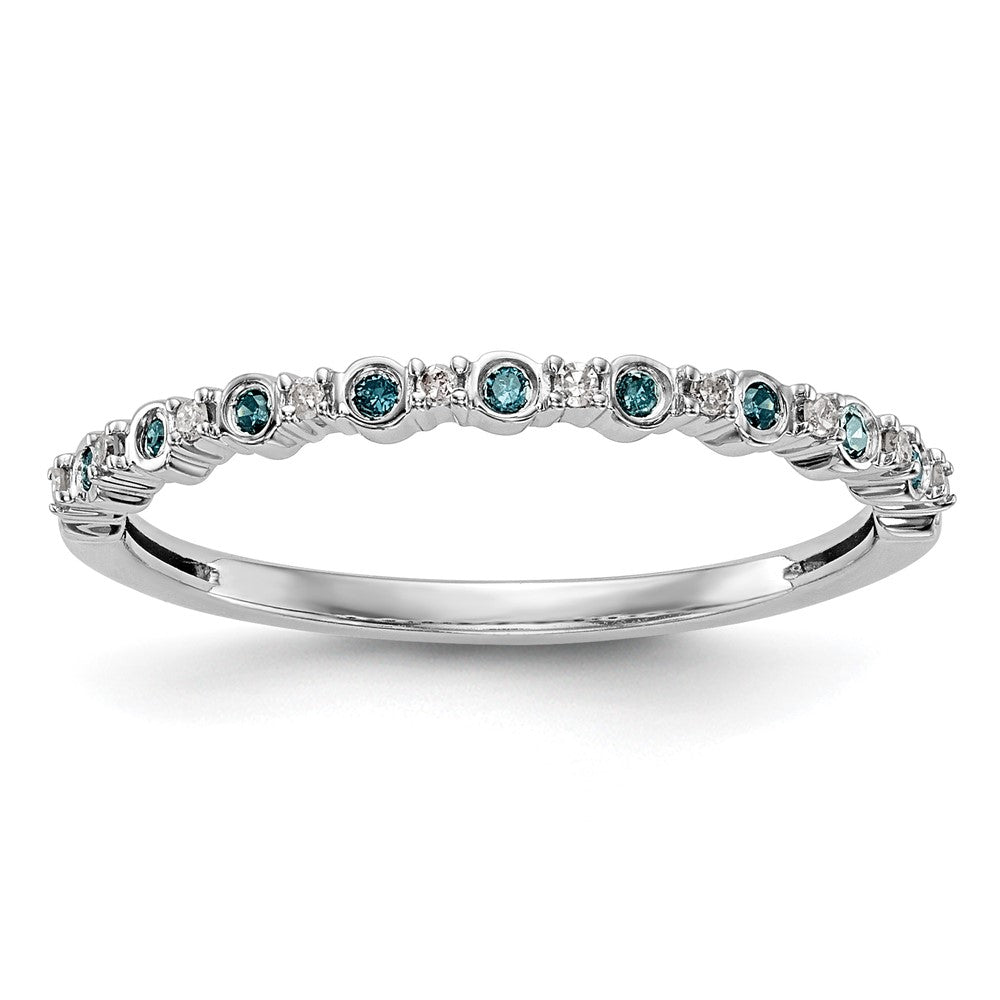 14K White Gold 1/10 carat Blue and White Diamond Complete Band, 0.105 ct, Size 7, 1.15 g - ID5S9RM3434B-BD-010-WAA8L7