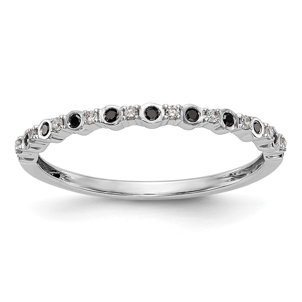 14K White Gold 1/10 carat Black and White Diamond Complete Band, 0.105 ct, Size 7, 1.15 g - ID5S9RM3434B-BK-010-WAA8L7