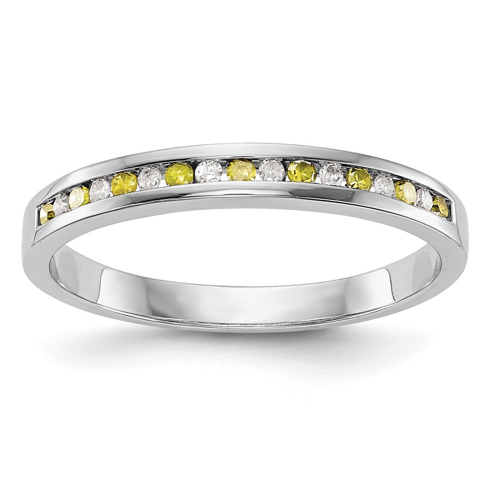14k White Gold Yellow & White Diamond Band, 0.17 ct, Size 7, 1.55 g - ID5S9RM3435B-YL-015-WAA8L7
