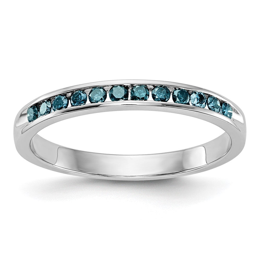 14K White Gold 1/4 carat Blue Diamond Complete Channel Band, 0.24 ct, Size 7, 1.56 g - ID5S9RM3436B-BD-025-WAA8L7
