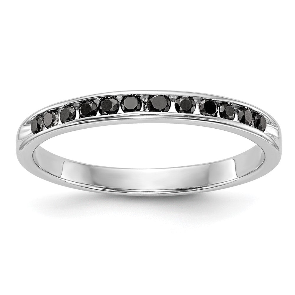 14K White Gold 1/4 carat Black Diamond Complete Channel Band, 0.24 ct, Size 7, 1.56 g - ID5S9RM3436B-BK-025-WAA8L7