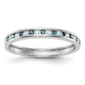 14K White Gold 1/4 carat Blue and White Diamond Complete Channel Band, 0.23 ct, Size 7, 1.45 g - ID5S9RM3437B-BD-025-WAA8L7