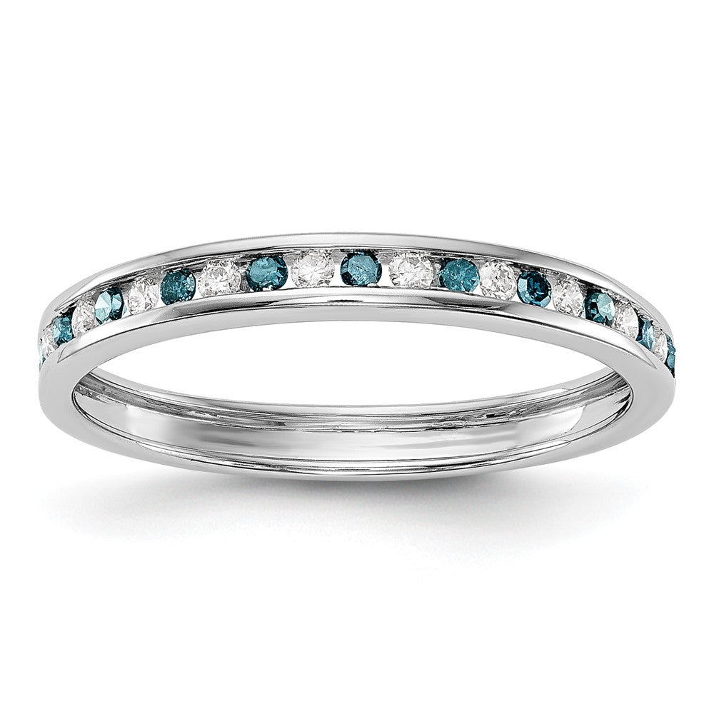 14K White Gold 1/4 carat Blue and White Diamond Complete Channel Band, 0.23 ct, Size 7, 1.45 g - ID5S9RM3437B-BD-025-WAA8L7