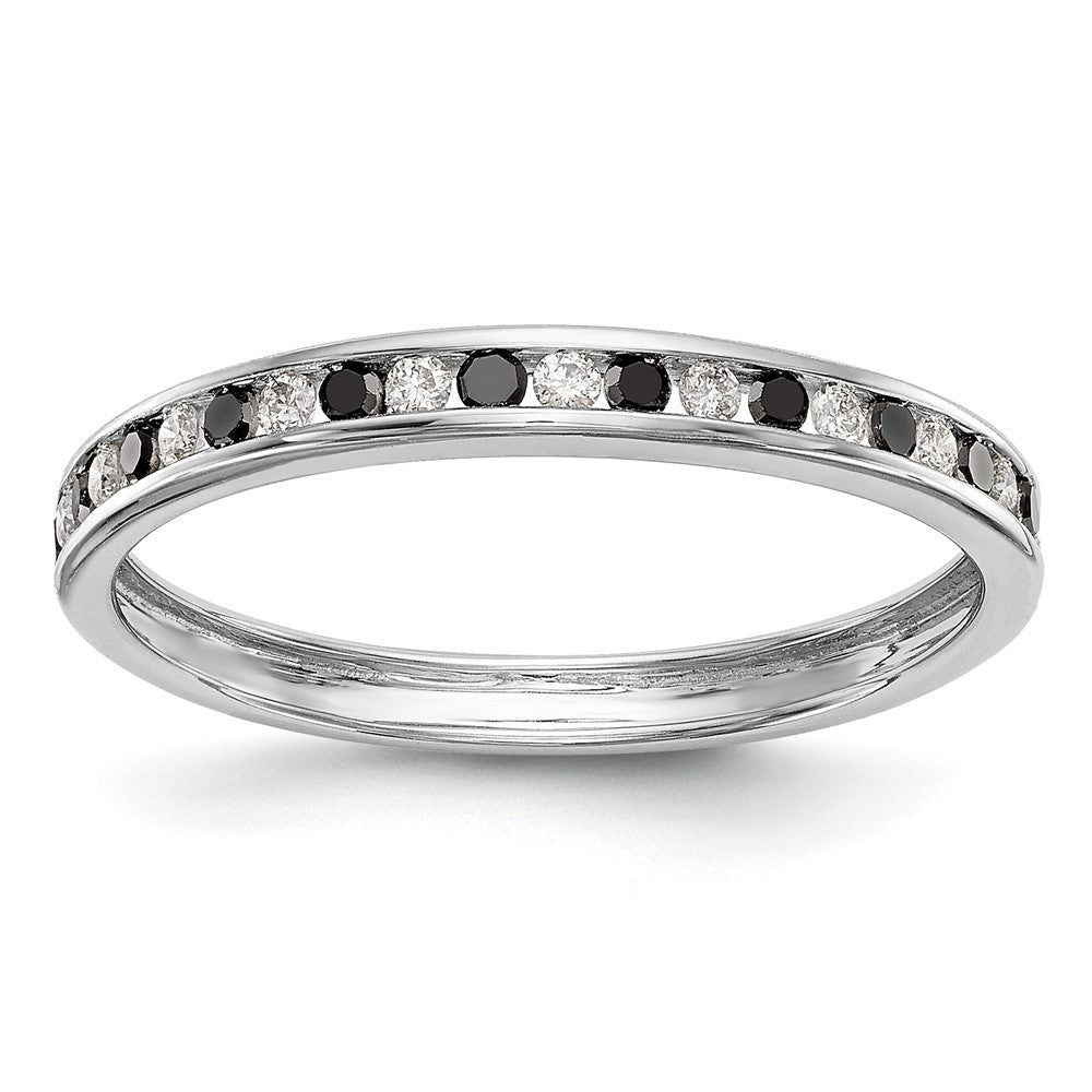 14K White Gold 1/4 carat Black and White Diamond Complete Channel Band, 0.23 ct, Size 7