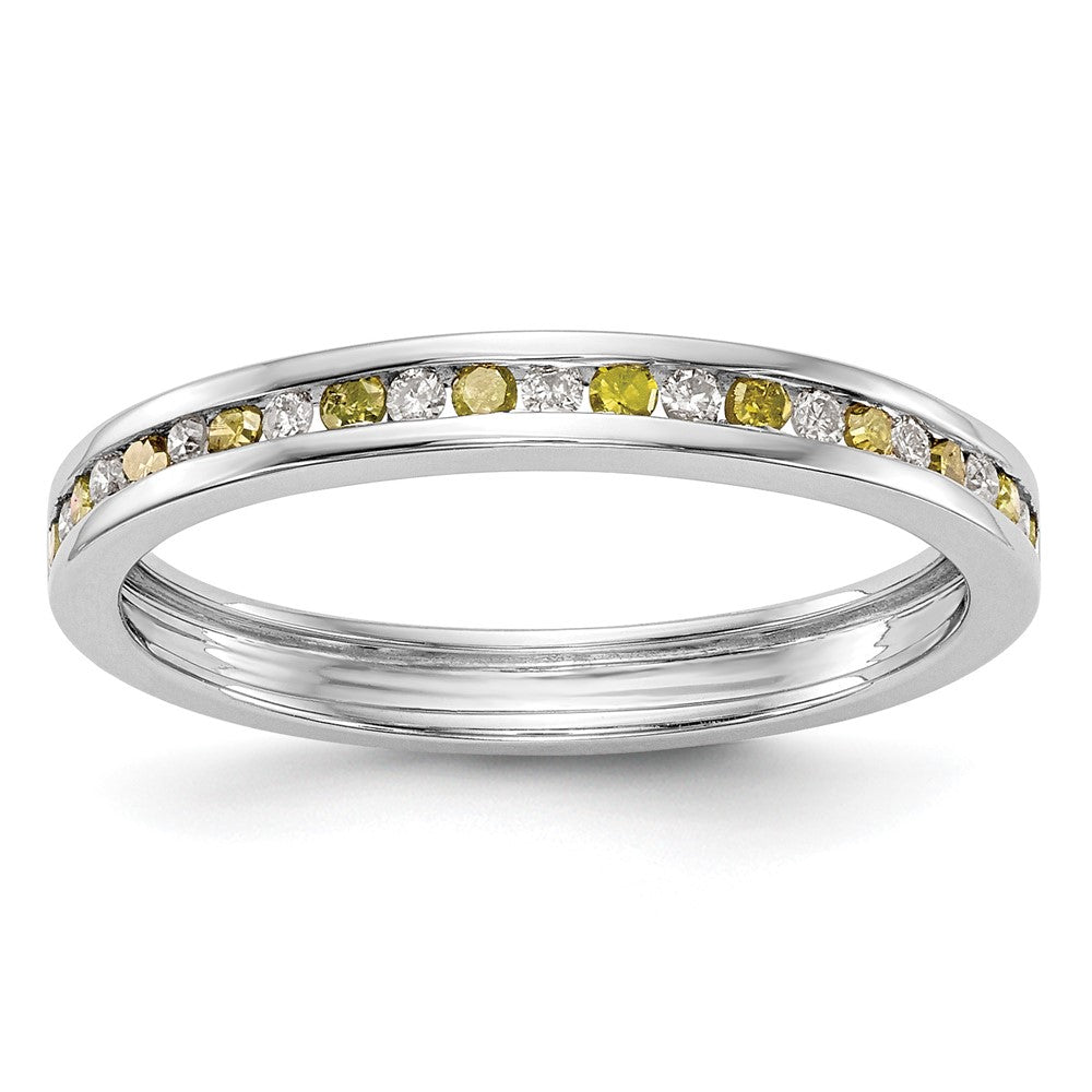 14k White Gold Yellow & White Diamond Band, 0.23 ct, Size 7, 1.45 g - ID5S9RM3437B-YL-025-WAA8L7