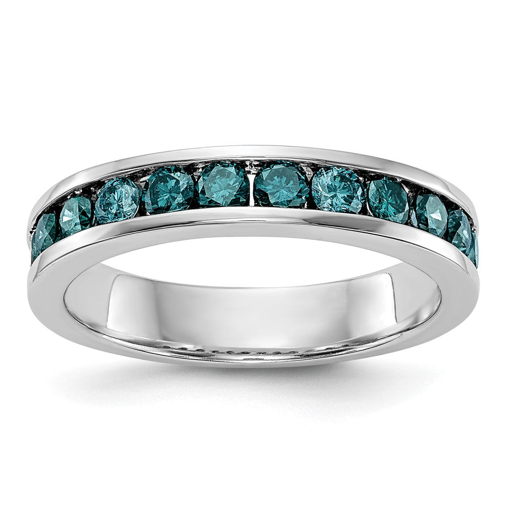 14k White Gold 3/4 carat Blue Diamond Complete Channel Band, 0.715 ct, Size 7, 3.83 g - ID5S9RM3438B-BD-072-WAA8L7