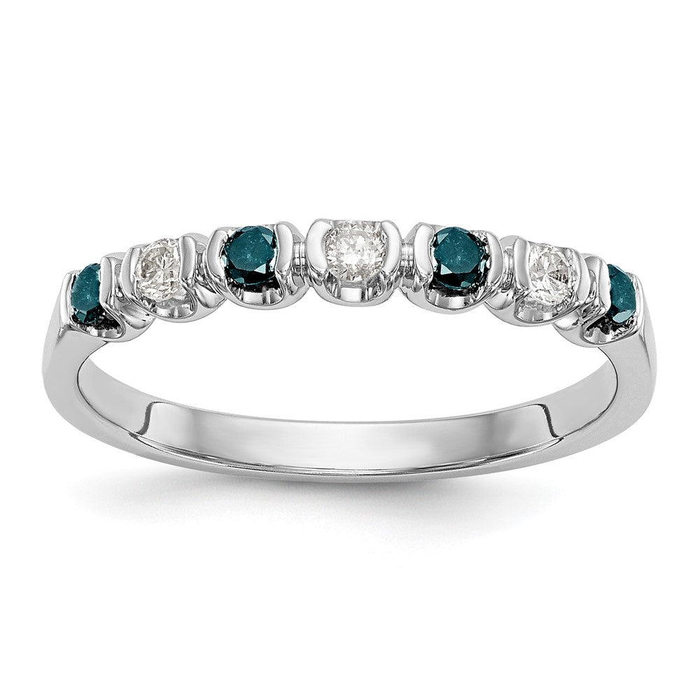 14k White Gold Blue & White Diamond Band, 0.245 ct, Size 7, 1.92 g - ID5S9RM3439B-BD-025-WAA8L7