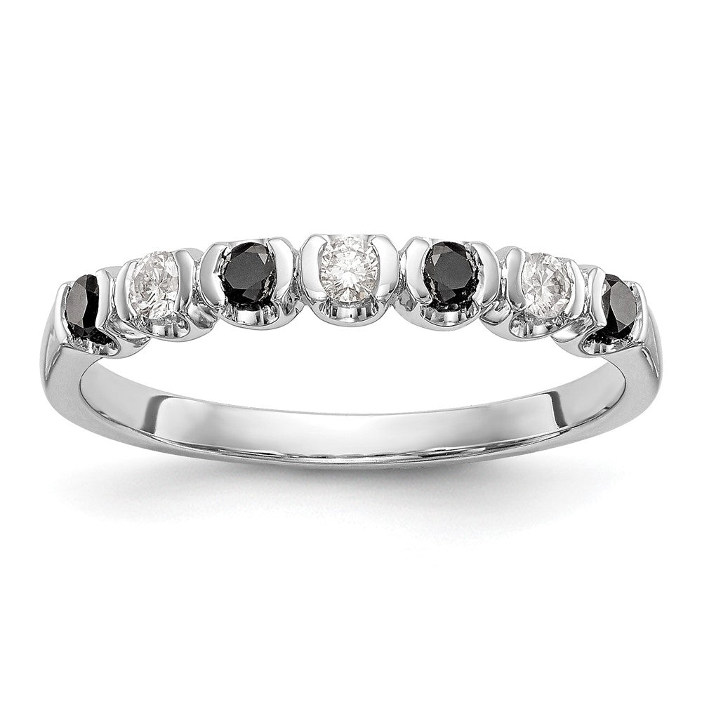 14K White Gold Black & White Diamond Band, 0.245 ct, Size 7, 1.92 g - ID5S9RM3439B-BK-025-WAA8L7
