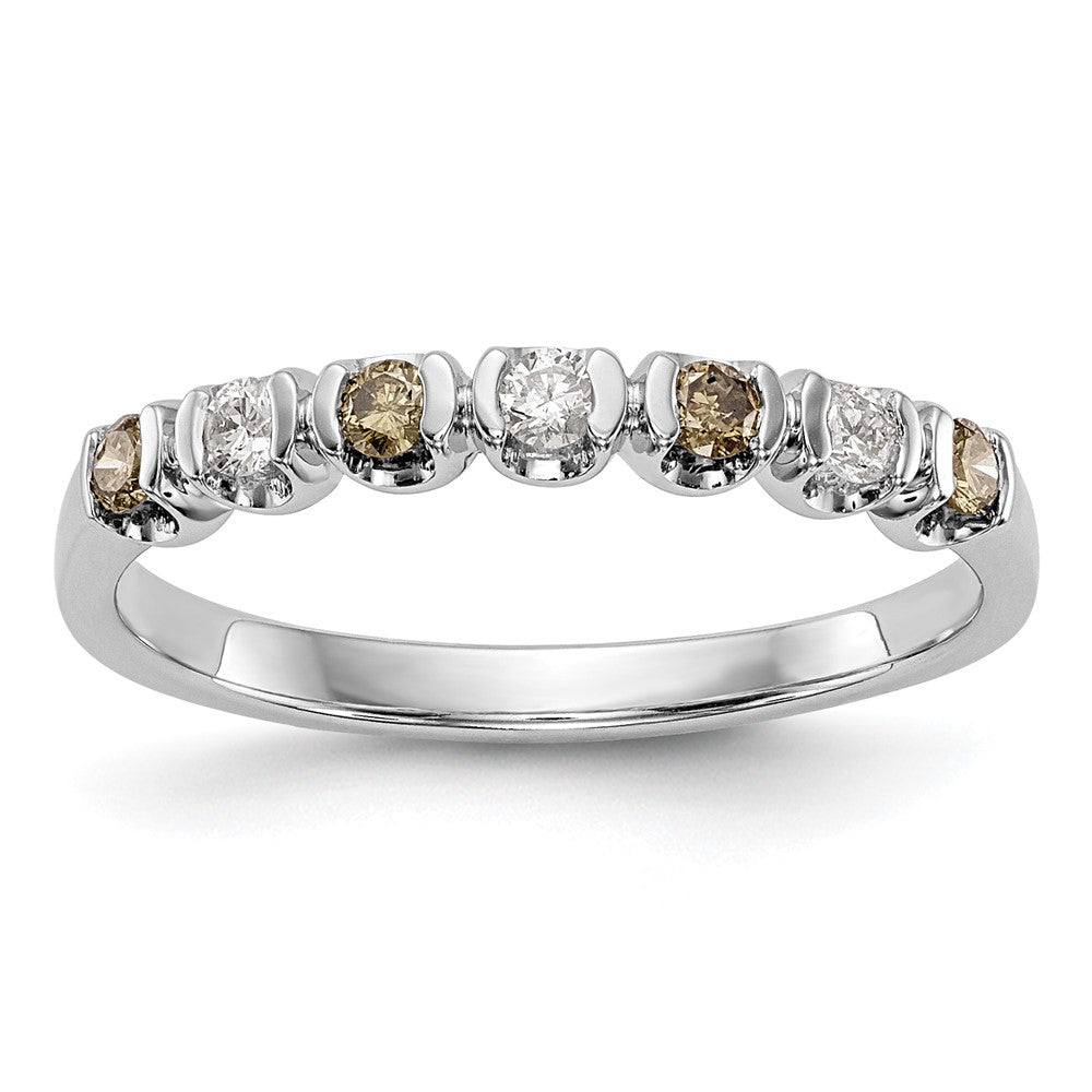 14k White Gold Champagne & White Diamond Band, 0.245 ct, Size 7, 1.92 g - ID5S9RM3439B-CH-025-WAA8L7