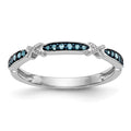 14k White Gold X-Design 1/10 carat Blue Diamond Complete Band, 0.102 ct, Size 7, 1.57 g - ID5S9RM3440B-BD-010-WAA8L7