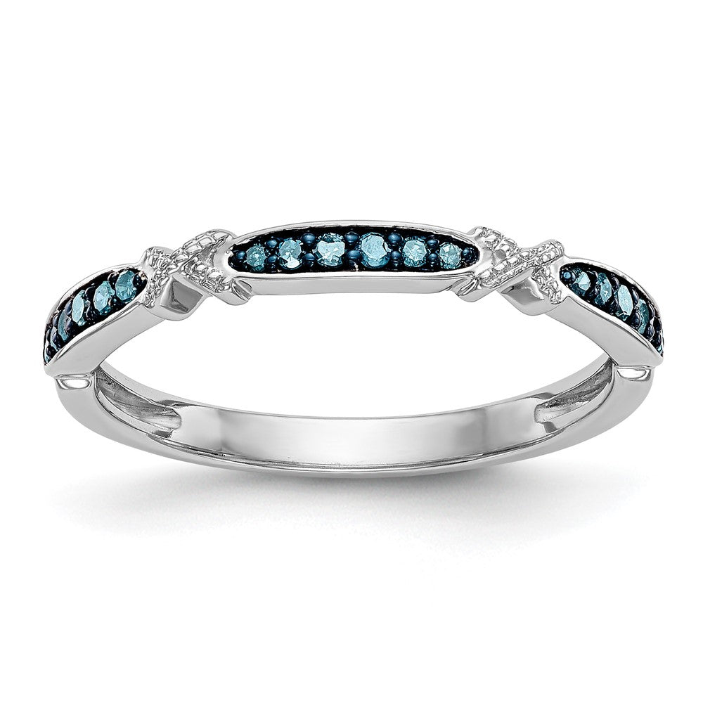 14k White Gold X-Design 1/10 carat Blue Diamond Complete Band, 0.102 ct, Size 7, 1.57 g - ID5S9RM3440B-BD-010-WAA8L7