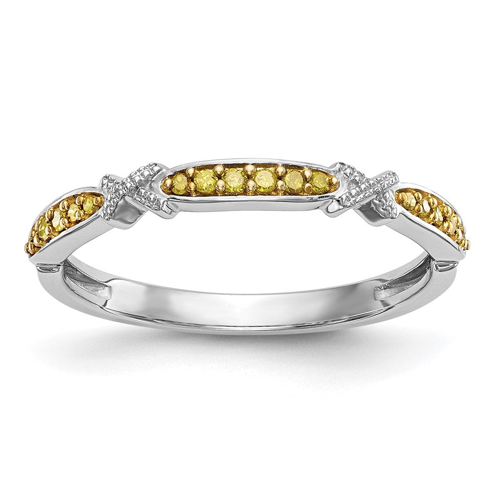 14k White Gold Yellow Diamond Band, 0.102 ct, Size 7, 1.57 g - ID5S9RM3440B-YL-010-WAA8L7