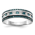 14k White Gold 3/4 carat Blue and White Diamond Complete Channel Band, 0.731 ct, Size 7, 3.13 g - ID5S9RM3443B-BD-073-WAA8L7