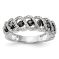 14k White Gold Black & White Diamond Band, 0.745 ct, Size 7, 3.79 g - ID5S9RM3444B-BK-075-WAA8L7