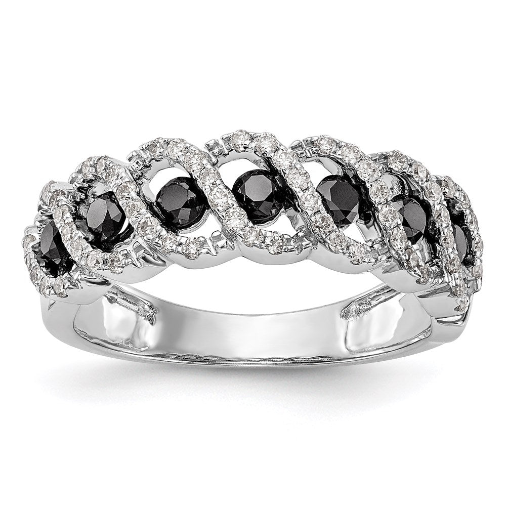 14k White Gold Black & White Diamond Band, 0.745 ct, Size 7, 3.79 g - ID5S9RM3444B-BK-075-WAA8L7