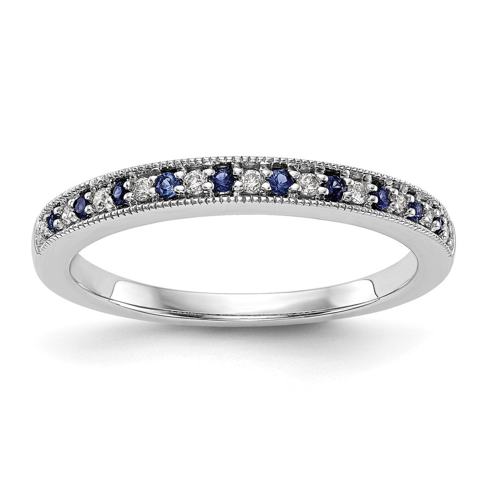14k White Gold 1/10 carat Diamond and Blue Sapphire Complete Band, 0.248 ct, Size 7, 2.15 g - ID5S9RM3446B-SA-009-WAA8L7