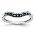 14k White Gold 1/5 carat Blue and White Diamond Contoured Complete Band, 0.219 ct, Size 7, 1.78 g - ID5S9RM3448B-BD-020-WAA8L7