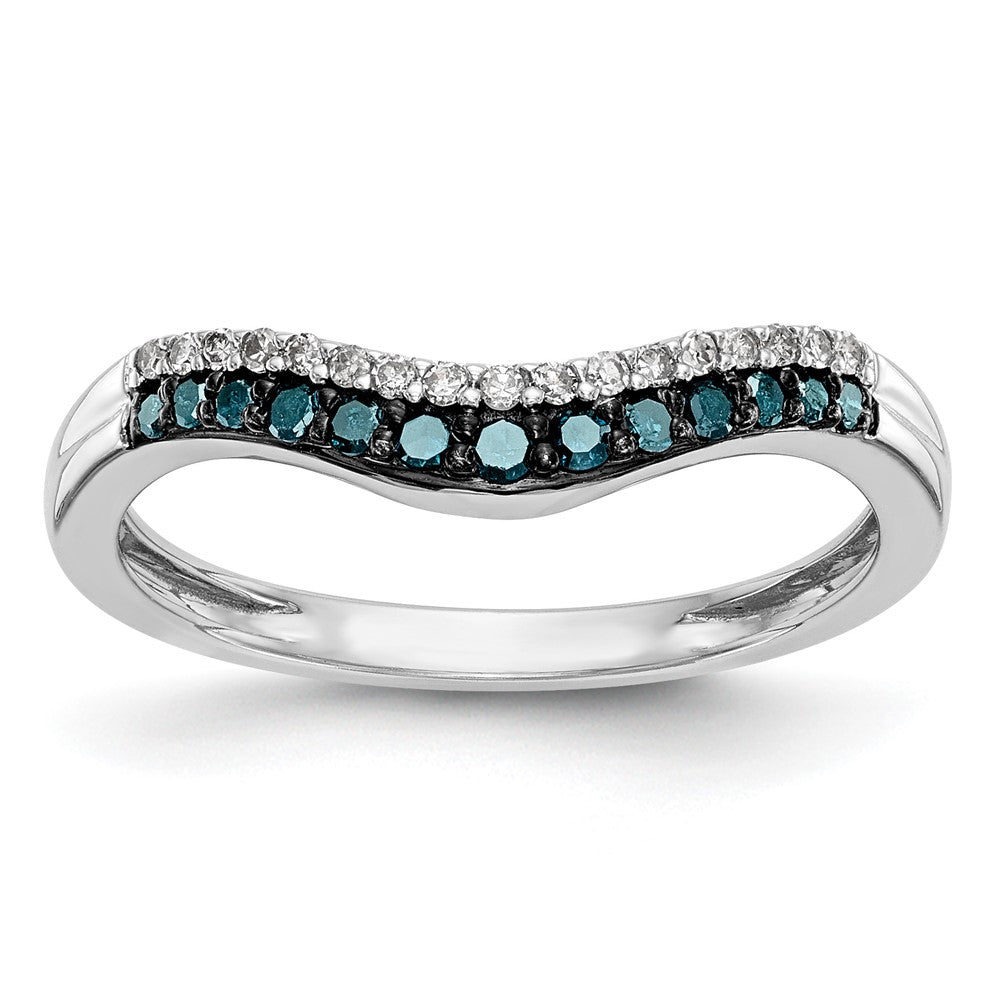 14k White Gold 1/5 carat Blue and White Diamond Contoured Complete Band, 0.219 ct, Size 7, 1.78 g - ID5S9RM3448B-BD-020-WAA8L7