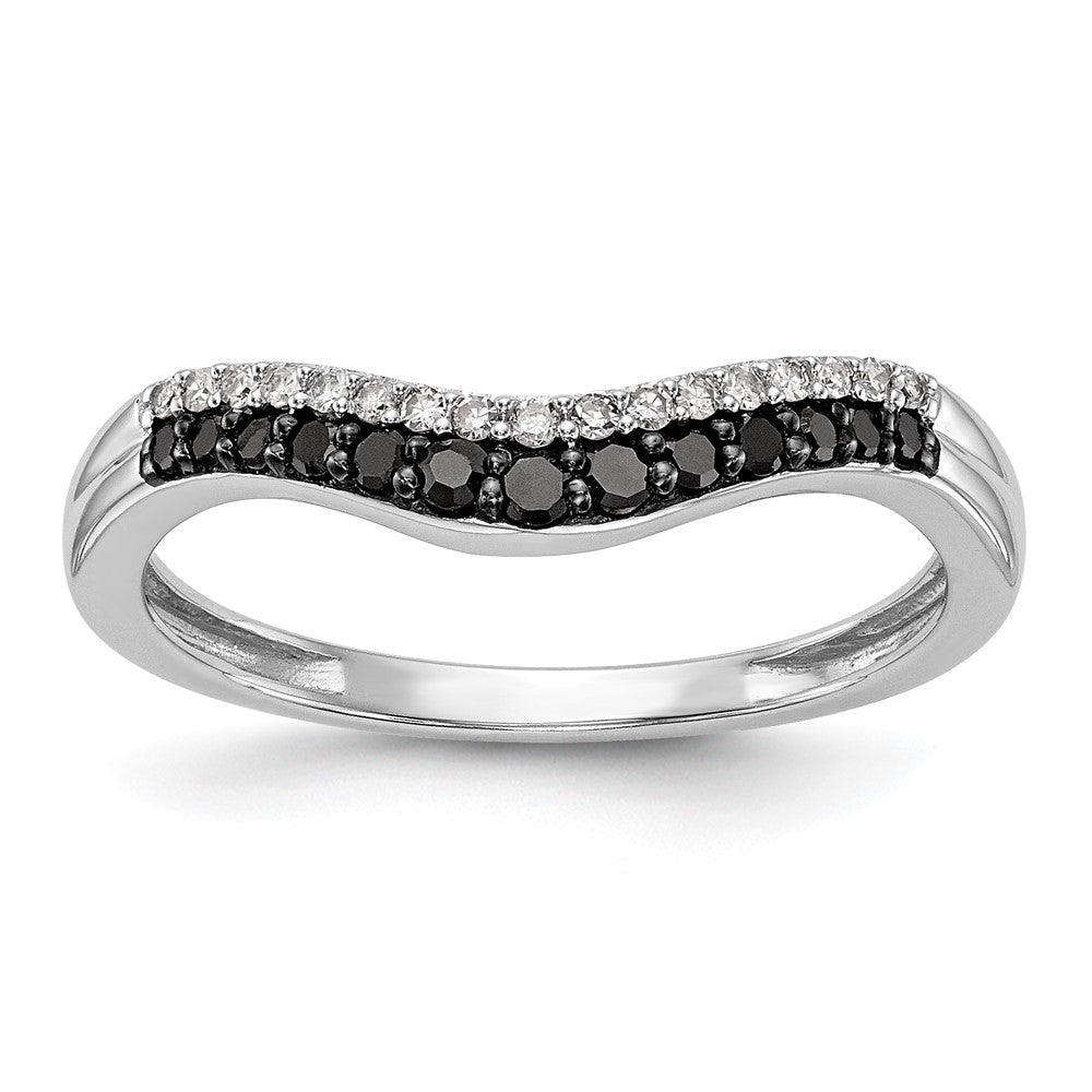 14k White Gold 1/5 carat Black and White Diamond Contoured Complete Band, 0.219 ct, Size 7, 1.78 g - ID5S9RM3448B-BK-020-WAA8L7