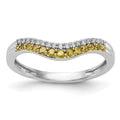 14k White Gold 1/5 carat Yellow and White Diamond Contoured Complete Band, 0.219 ct, Size 7, 1.78 g - ID5S9RM3448B-YL-020-WAA8L7