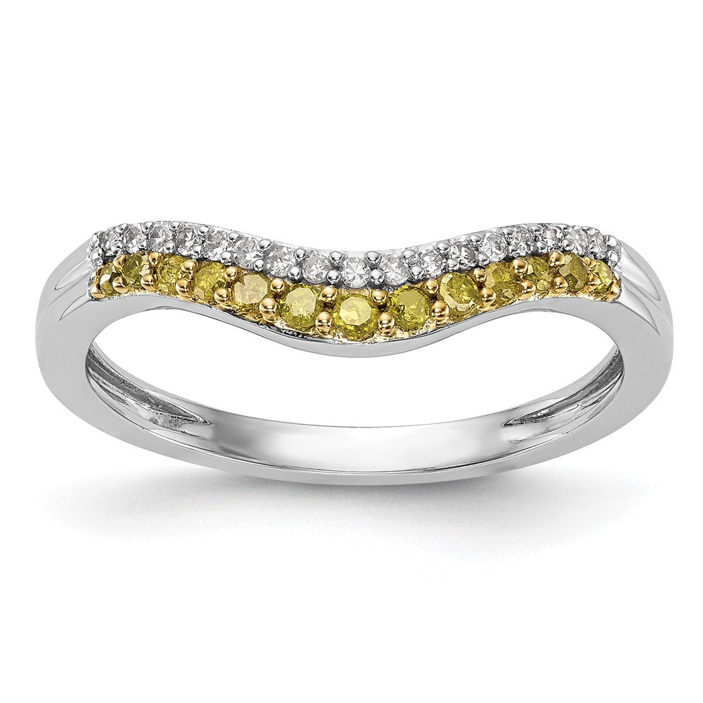 14k White Gold 1/5 carat Yellow and White Diamond Contoured Complete Band, 0.219 ct, Size 7, 1.78 g - ID5S9RM3448B-YL-020-WAA8L7