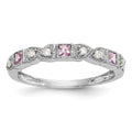14k White Gold Heart Design 1/10 carat Diamond and Pink Sapphire Complete Band, 0.33 ct, Size 7, 2.58 g - ID5S9Y6540SP/A8L7