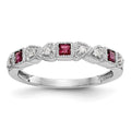 14k White Gold Heart Design 1/10 carat Diamond and Ruby Complete Band, 0.093 ct, Size 7, 2.51 g - ID5S9RM3449B-RU-010-WAA8L7