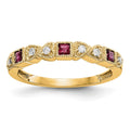 14k Yellow Gold Diamond w/Ruby Band, 0.33 ct, Size 7