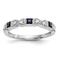 14k White Gold Heart Design 1/10 carat Diamond and Blue Princess Sapphire Complete Band, 0.33 ct, Size 7, 2.52 g - ID5S9RM3449B-SA-010-WAA8L7