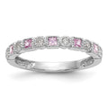 14k White Gold 1/10 carat Diamond and Pink Sapphire Complete Band, 0.095 ct, Size 7, 2.5 mm, 2.02 g - ID5S9Y6544SP/A8L7