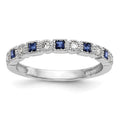14k White Gold 1/10 carat Diamond and Blue Princess Sapphire Complete Band, 0.095 ct, Size 7, 2.5 mm, 2.03 g - ID5S9Y6543S/A8L7