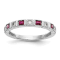 14k White Gold 1/10 carat Diamond and Ruby Complete Band, 0.3 ct, Size 7, 3 mm, 2.22 g - ID5S9RM3451B-RU-010-WAA8L7
