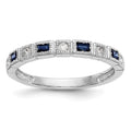 14k White Gold 1/10 carat Diamond and Blue Sapphire Baguette Complete Band, 0.3 ct, Size 7, 3 mm, 2.07 g - ID5S9RM3451B-SA-010-WAA8L7