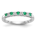 14k White Gold .01 carat Diamond and Emerald Complete Band, 0.212 ct, Size 7