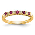 14k Yellow Gold Diamond w/Ruby Band, 0.212 ct, Size 7