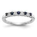 14k White Gold .01 carat Diamond and Blue Sapphire Complete Band, 0.412 ct, Size 7
