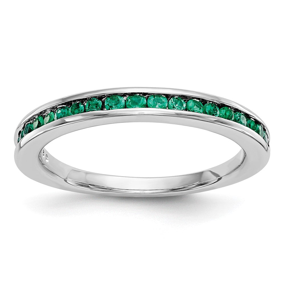 14k White Gold Emerald Complete Channel Band, 0.321 ct, Size 7, 2.7 mm, 2.57 g - ID5S9RM3453B-EM-W8L7